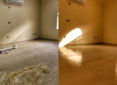 Commercial post-construction cleaning before and after in Doha