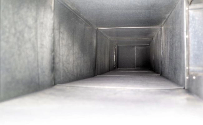 Dismantled HVAC ductwork ready for deep cleaning process