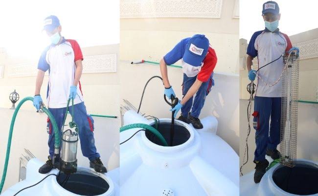 Rooftop water tank cleaning and disinfection in Doha
