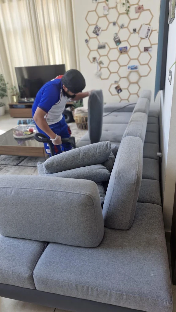 Fabric sofa cleaning at a home in Doha